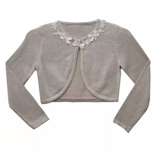 Bonnie jean girls long sleeve crop sweater silver